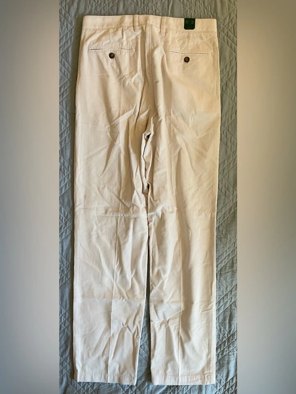 J. CREW Classic-fit pleated 14-wale corduroy trouser in Ivory Size 30 NWT CO455